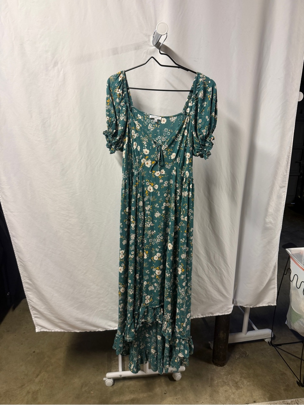 Patrons of Peace Teal Green Floral Maxi Dress